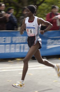 Joyce Chepchumba Winning the 2002 New York City Marathon