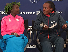 Post Race: Keitany and Sumgong